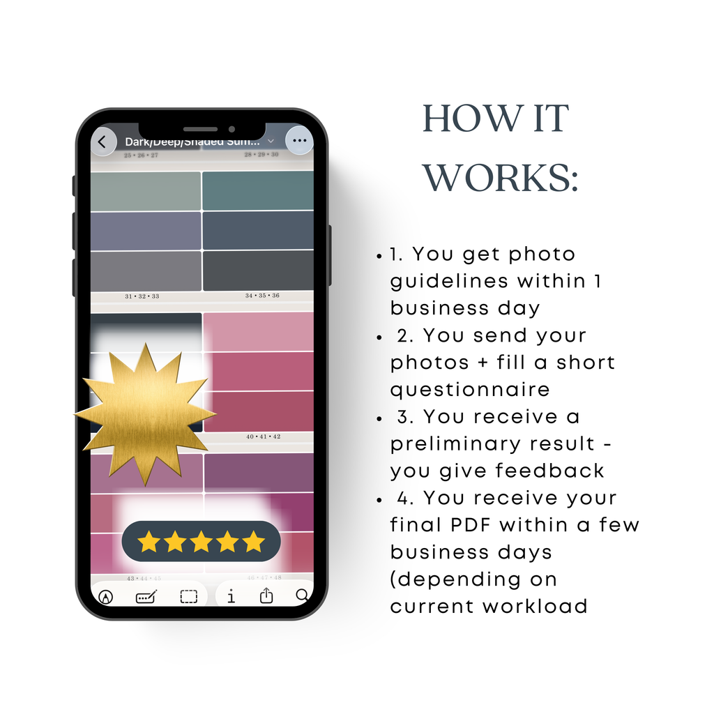 Color Analysis online • 20-TYPE Color System • 100-Color Palette • 40+ Pages • Real Stylist, No AI