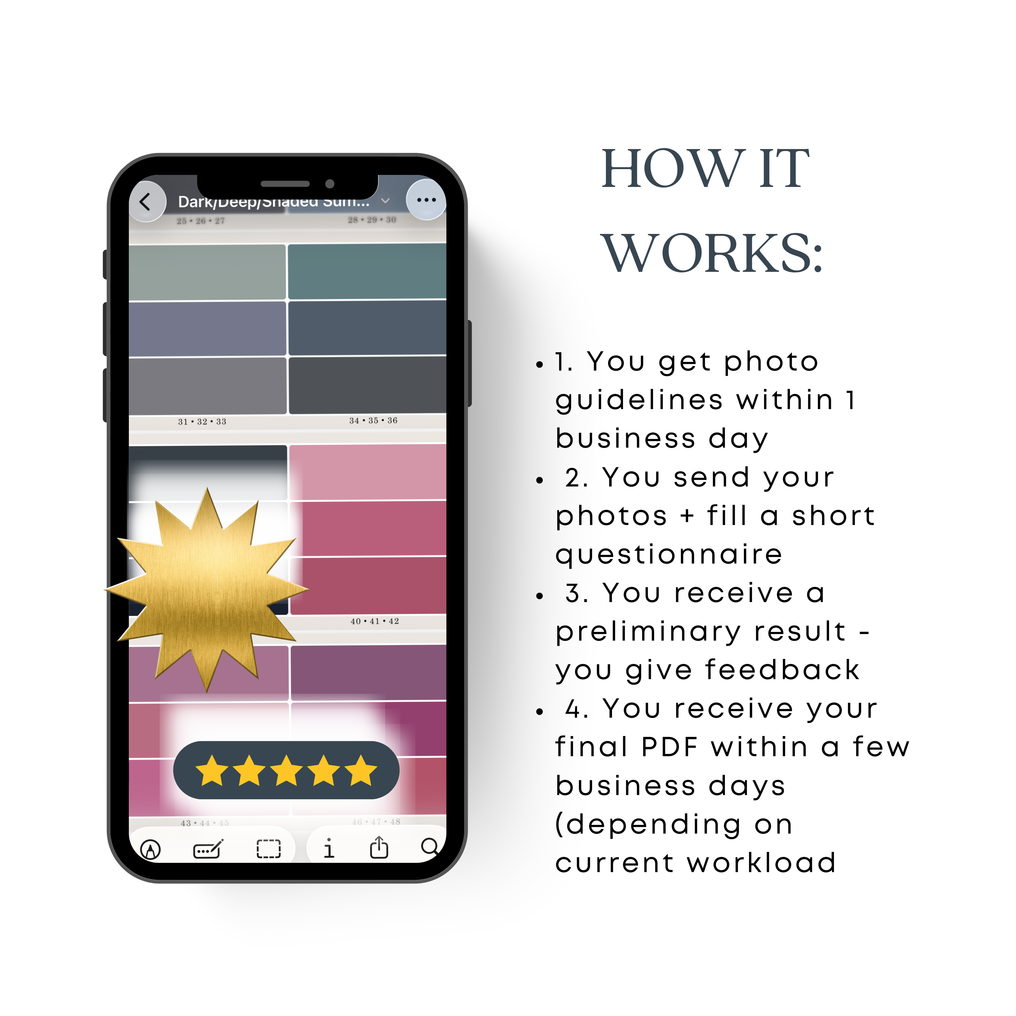 Personal Color Analysis online • 100-Color Custom Palette • 50+ Pages • Real Stylist, No AI